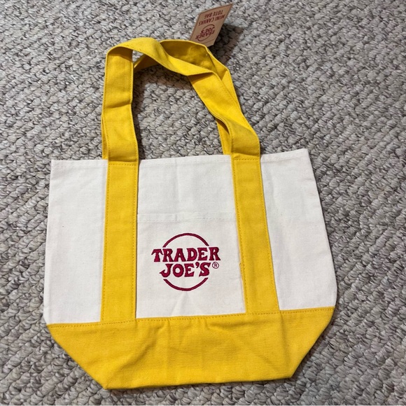 NWT Trader Joe's Mini Canvas Tote Bags SET OF 4 (red, blue, yellow, green) - Picture 4 of 11